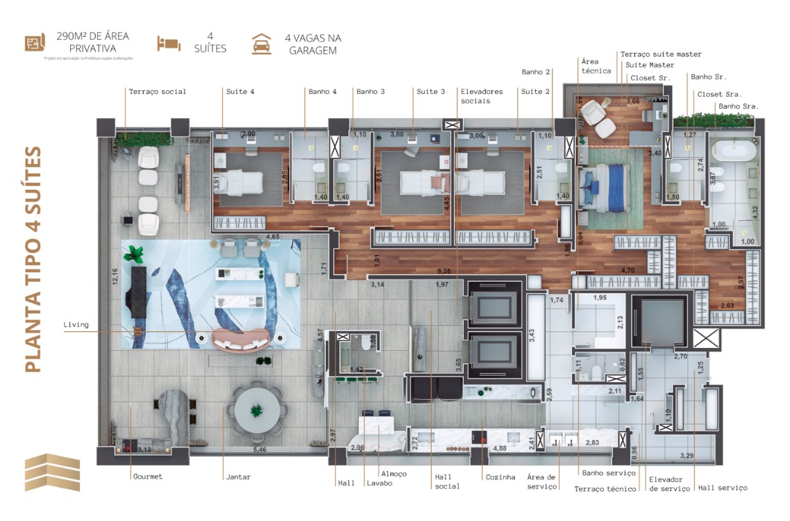 Apartamento de 290 m² em prédio novo à venda na Vila Nova Conceição. – 20642