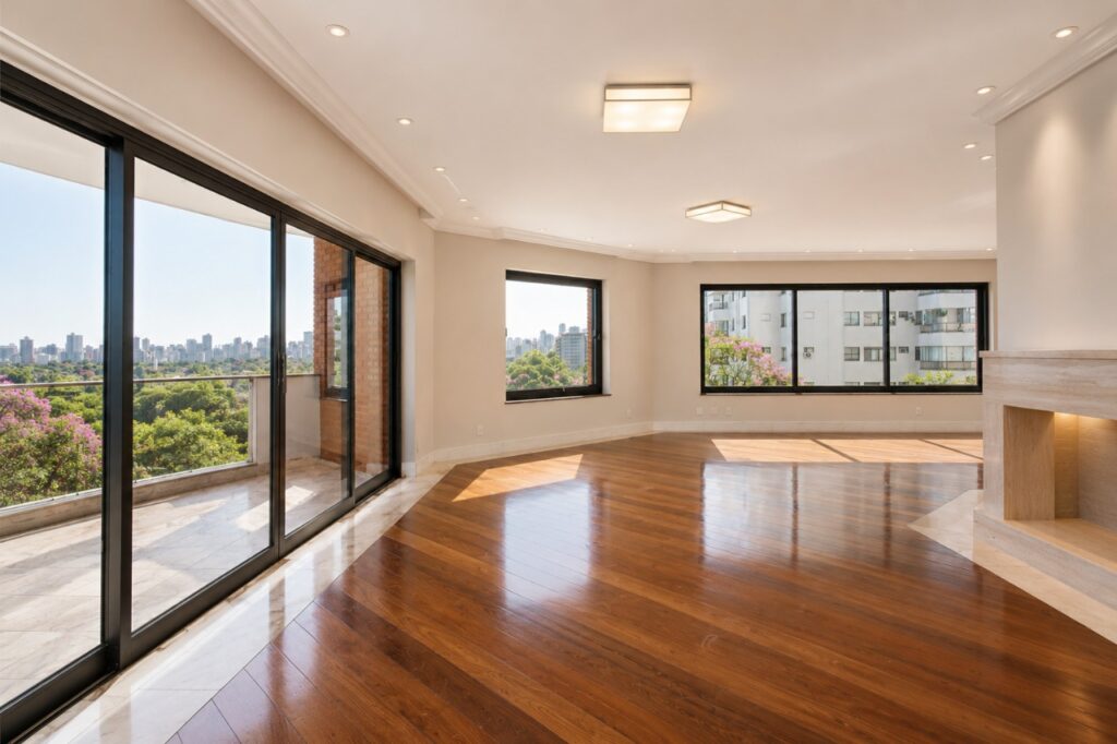 Vista para o skyline e living com lareira, a minutos do Ibirapuera – 22486