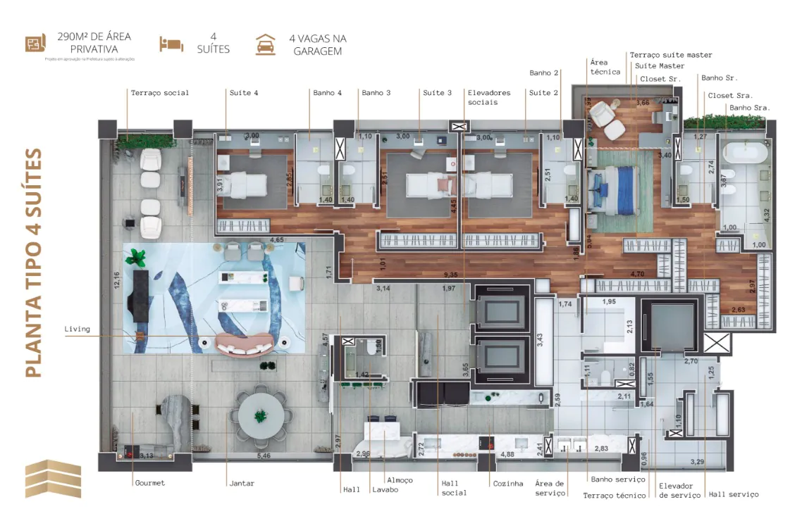 Apartamento de 290 m² em prédio novo à venda na Vila Nova Conceição. – 20642