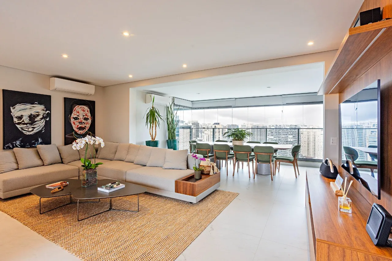 Apartamento mobiliado com vista para o skyline e marcenaria Kitchens – 21655