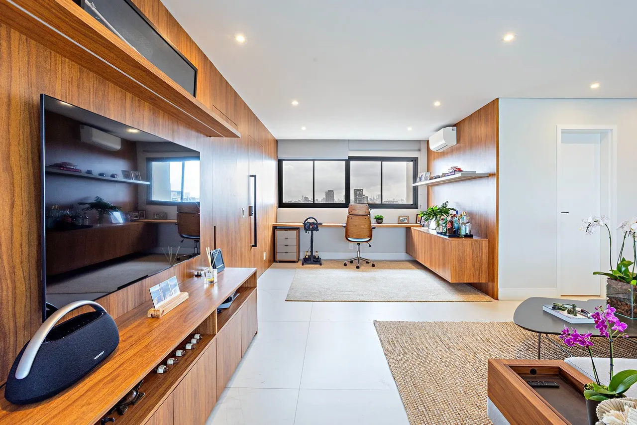 Apartamento mobiliado com vista para o skyline e marcenaria Kitchens – 21655