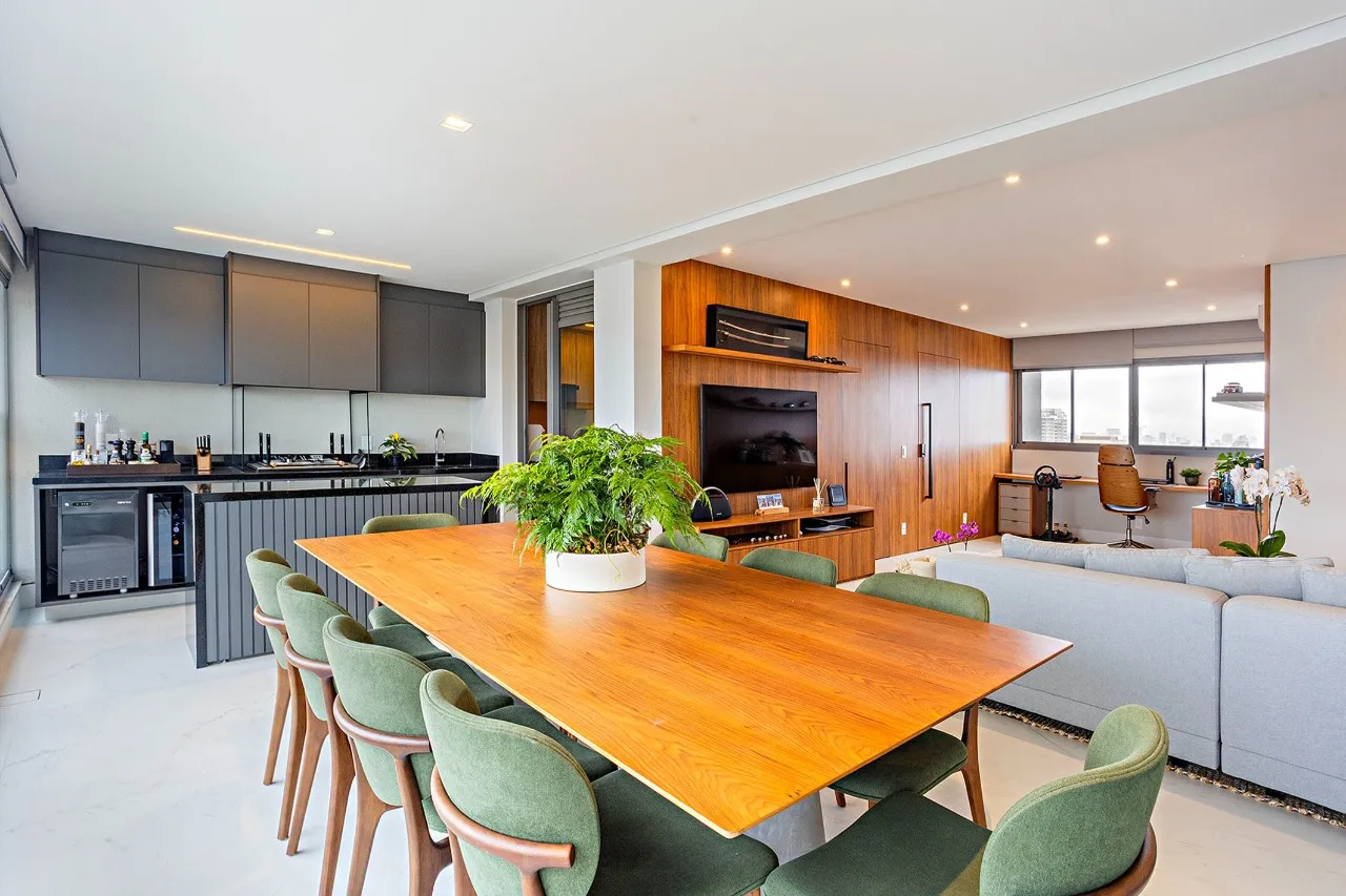 Apartamento mobiliado com vista para o skyline e marcenaria Kitchens – 21655