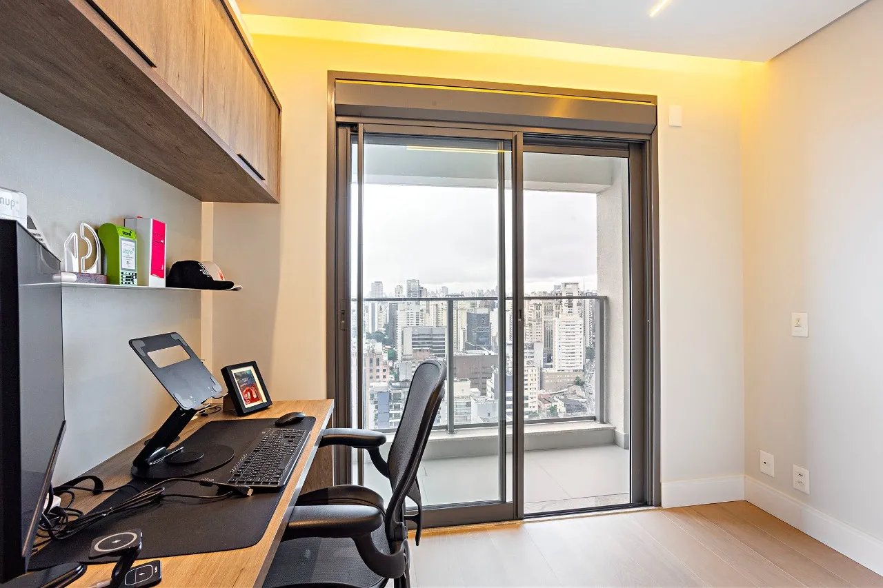 Apartamento mobiliado com vista para o skyline e marcenaria Kitchens – 21655