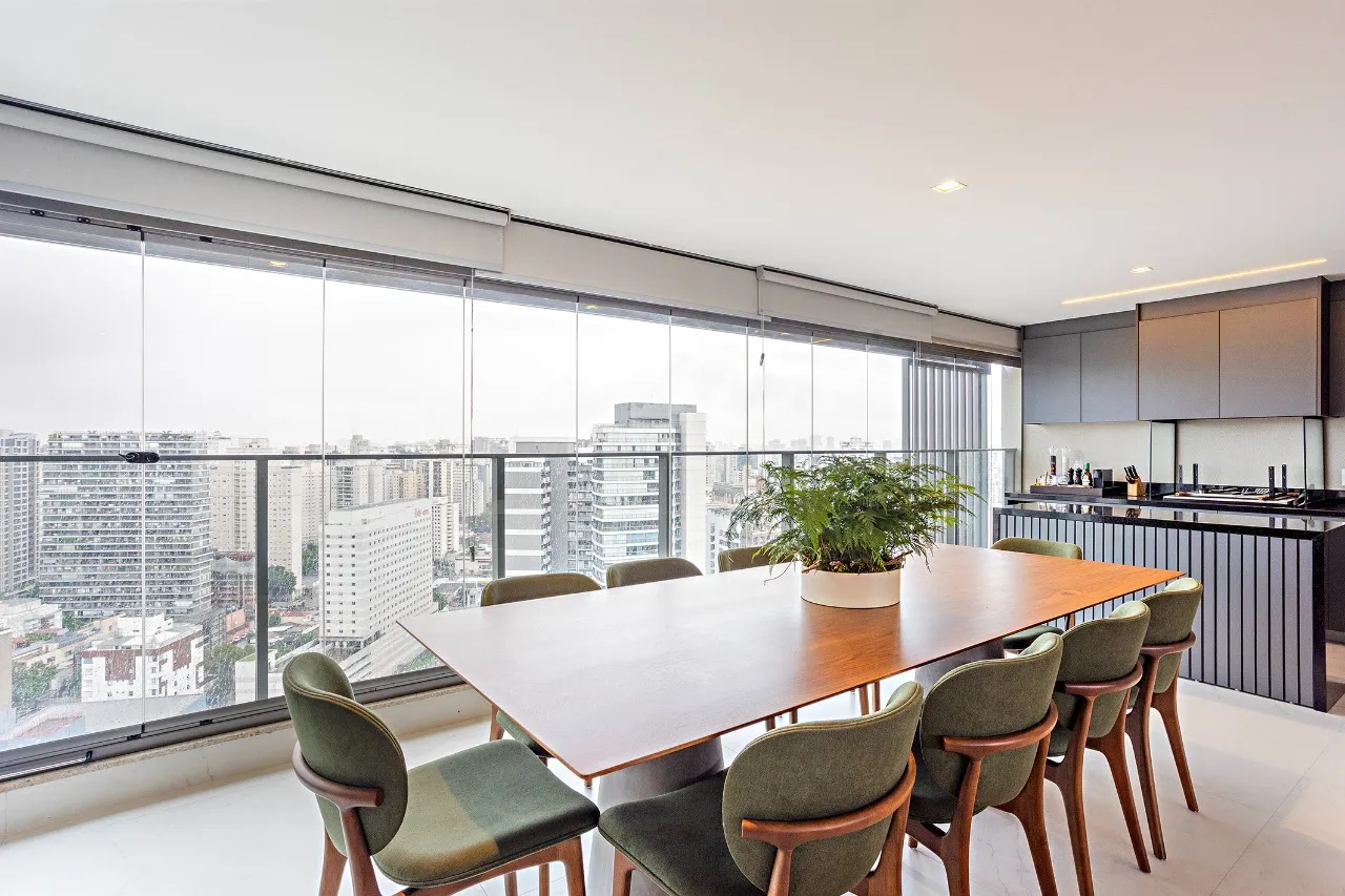 Apartamento mobiliado com vista para o skyline e marcenaria Kitchens – 21655