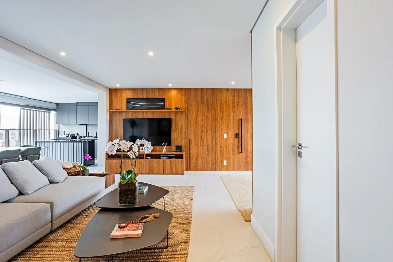 Apartamento mobiliado com vista para o skyline e marcenaria Kitchens – 21655