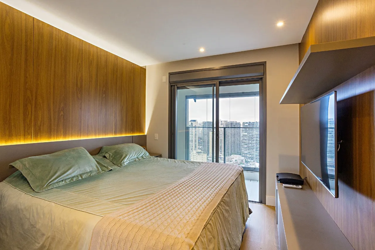 Apartamento mobiliado com vista para o skyline e marcenaria Kitchens – 21655