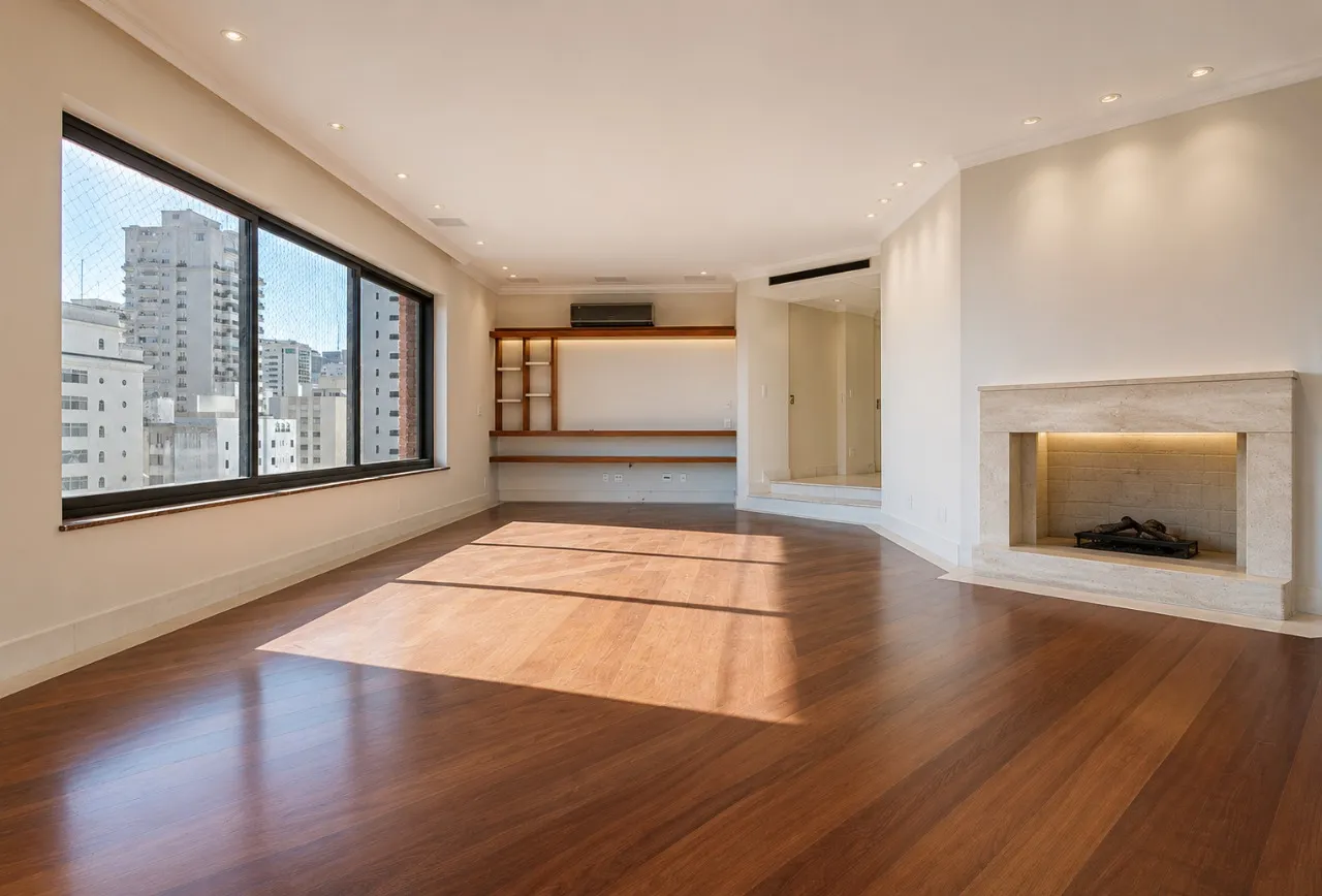 Vista para o skyline e living com lareira, a minutos do Ibirapuera – 22486