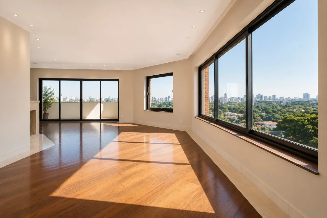 Vista para o skyline e living com lareira, a minutos do Ibirapuera – 22486